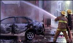 Автомобиль загорелся на оживленной трассе