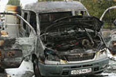 Маршрутка воспламенилась прямо на дороге