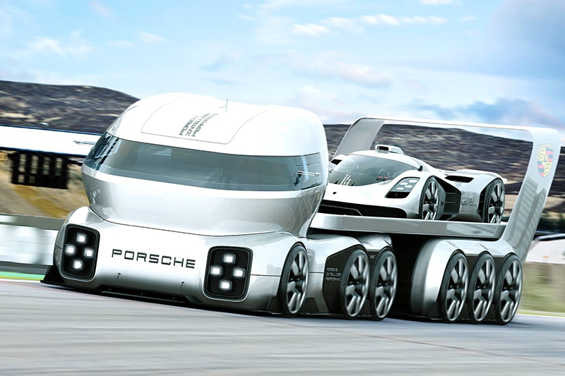 Грузовик Porsche GT Vision: транспортер и гоночный автомобиль в одном лице